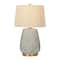 26&#x27;&#x27; Textured Blue Glaze Ceramic Table Lamp with Natural Linen Shade